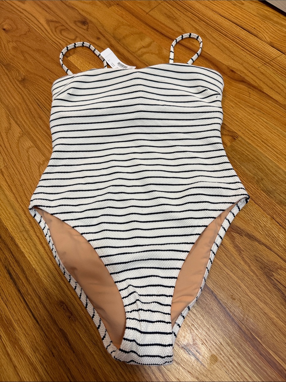 J. Crew Cream and Navy Drawstring Bag